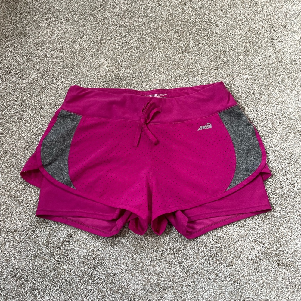 Avia Women's Magenta and Charcoal Athletic Shorts